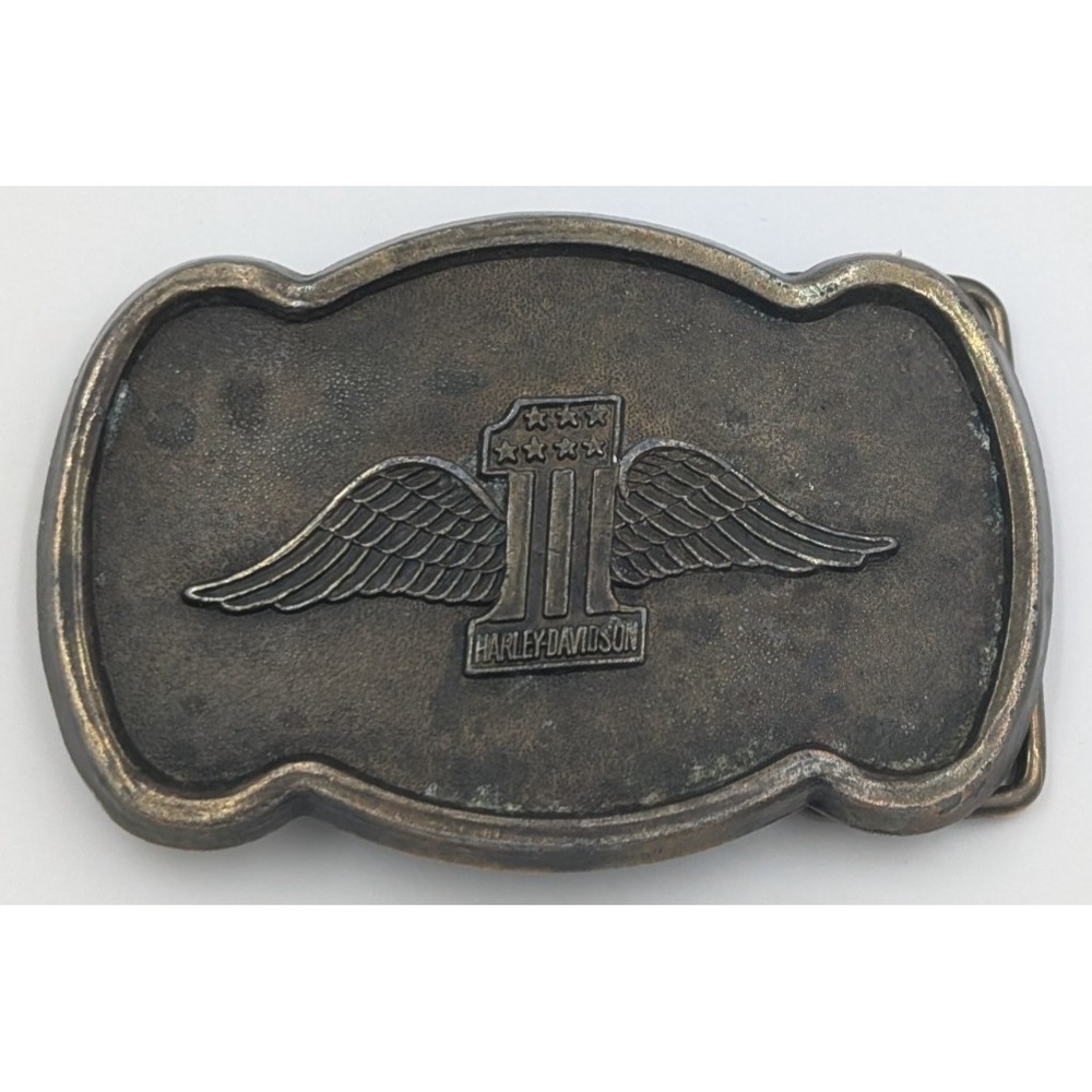 Vintage Harley Davidson Metal Belt Buckle 1 logo with wings